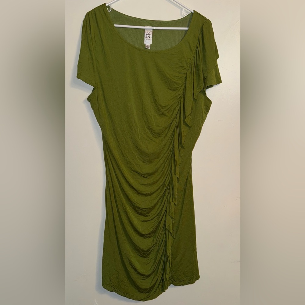 Marc Bouwer Green Ruched Dress, Size XL
